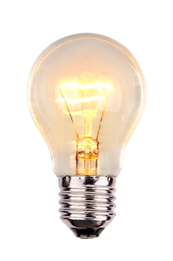 Lit light bulb