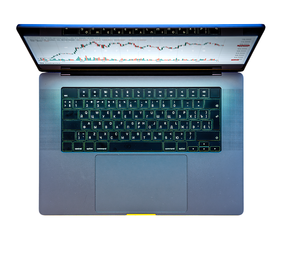 Laptop showing business charts