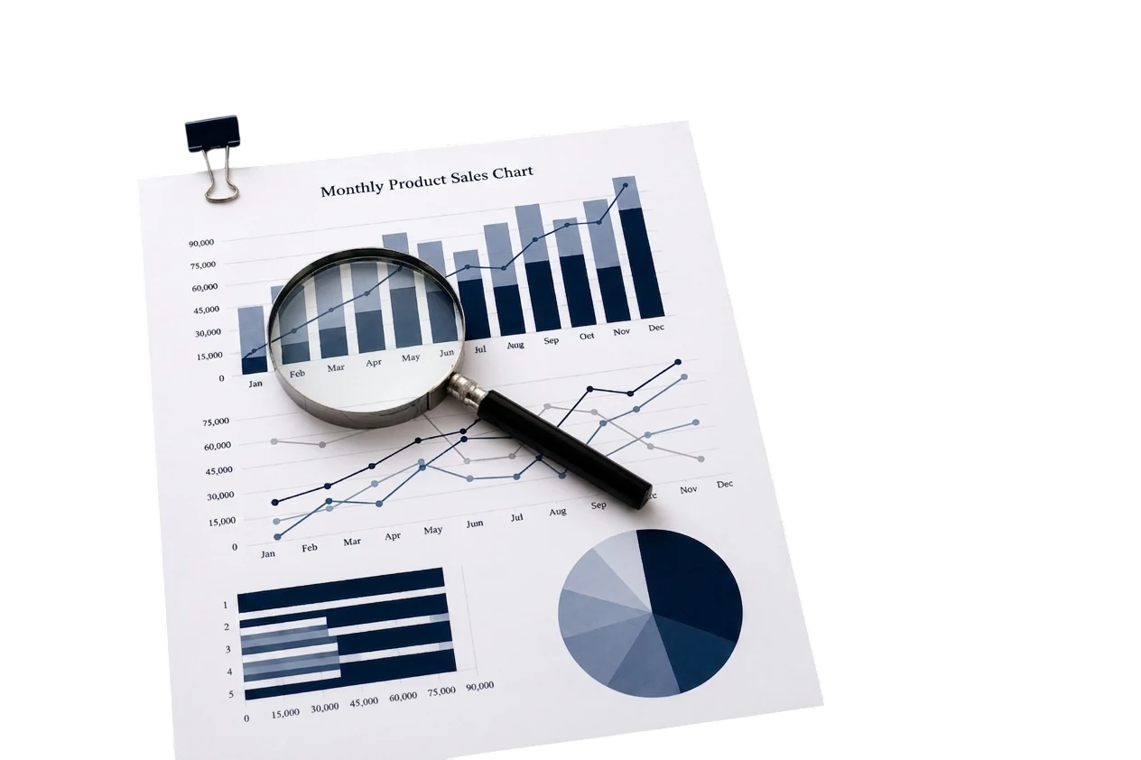 Business performance charts and analysis
