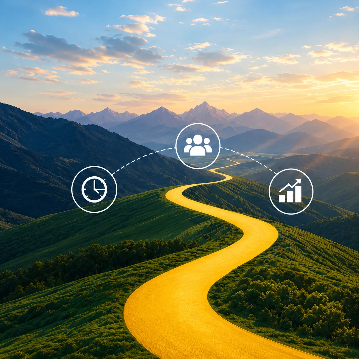 A clear road through the mountains representing a practical path forward