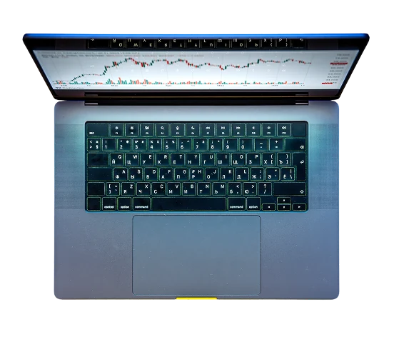 Laptop displaying business performance information