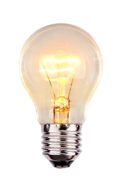 Illuminated lightbulb representing practical ideas